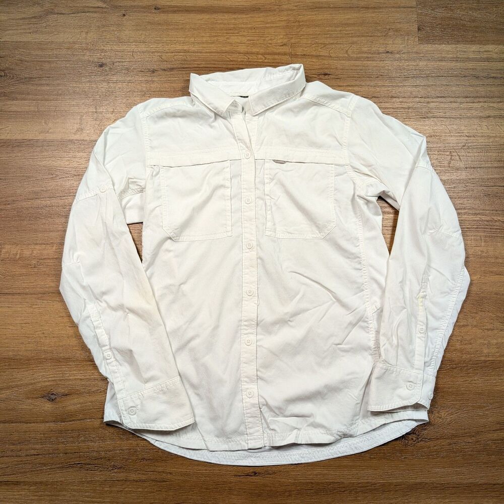 REI Co-op Sahara Long Sleeve Shirt Womens Medium White Nylon Stretch Hiking